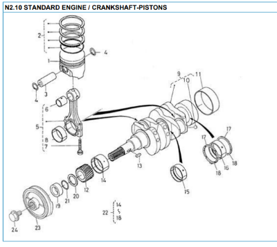 Nanni 2.10 Crankshaft-pistons